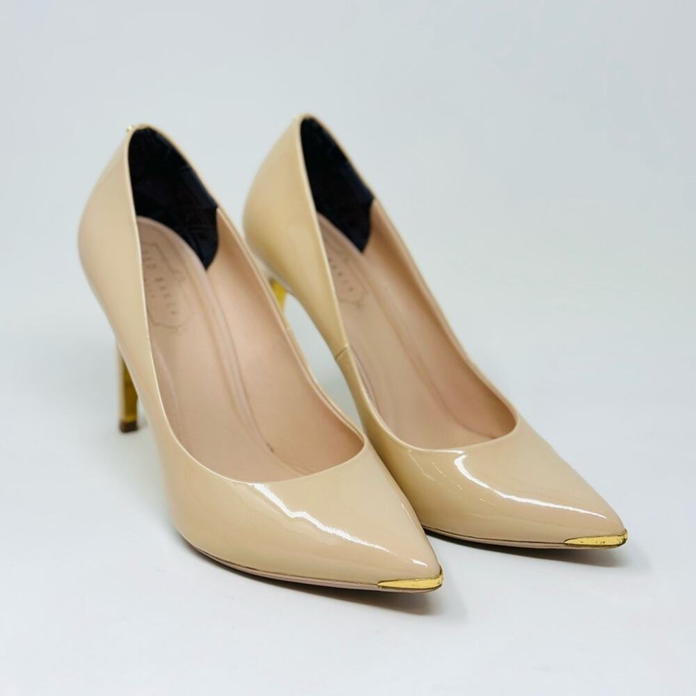 Ted Baker Patent Leather Heels Nude Size 38 Moniira Neutral pointed toe